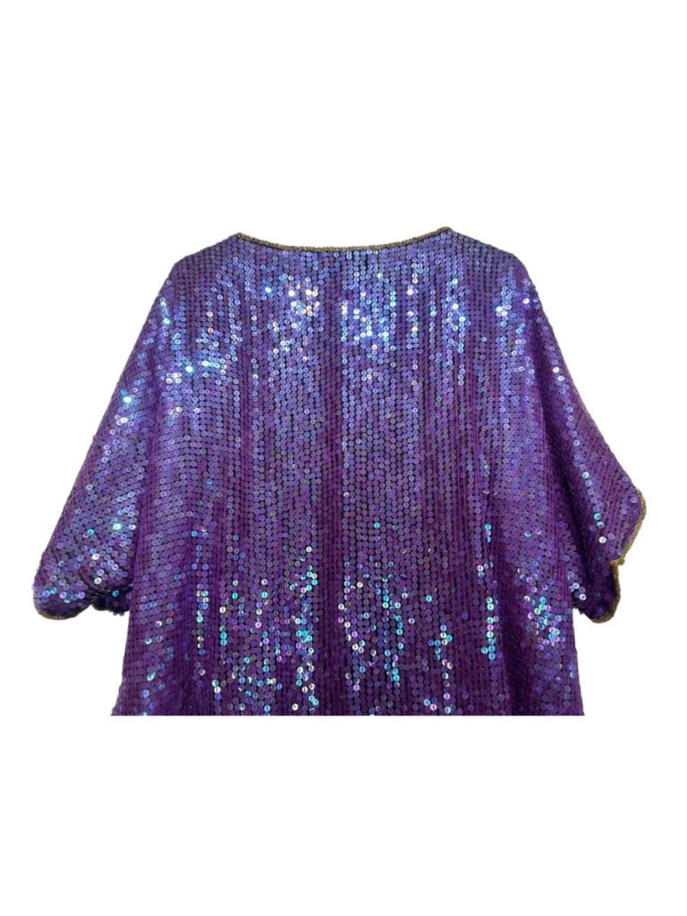 SCALA Silk Sequins Beaded Tunic Top 2X Purple Dolman Sleeves 90s Retro Evening - Picture 14 of 16